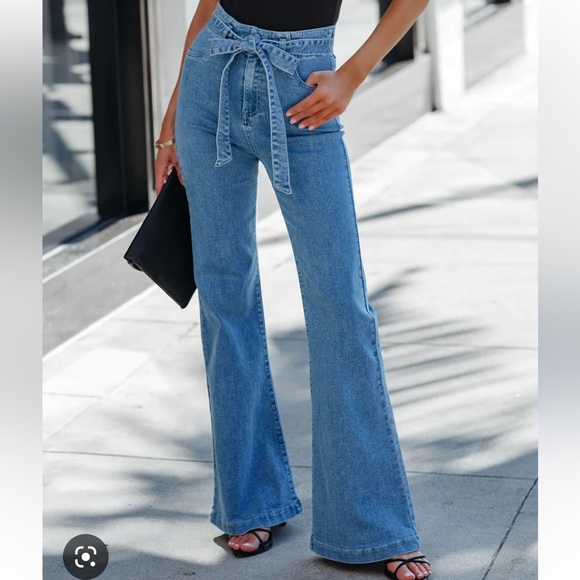 Vici Denim - VICI high rise flare tie waist jeans